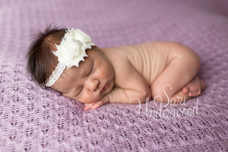 beautiful baby girl in lavender